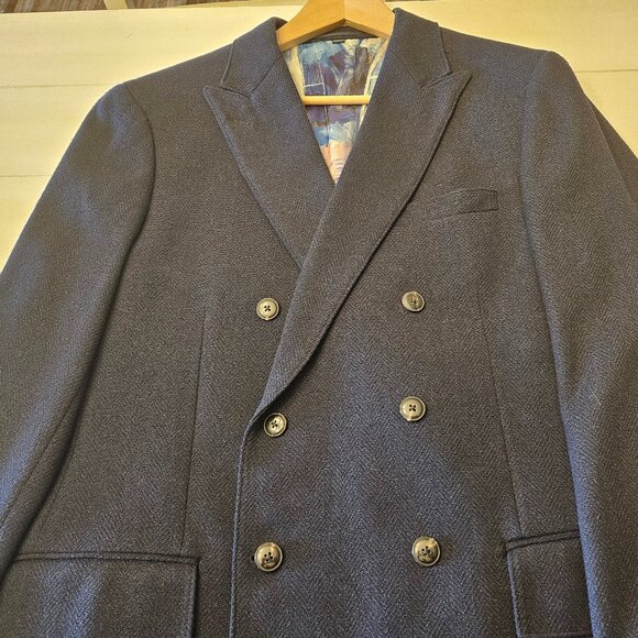 J. Crew Crosby Navy Wool and Cashmere Double Breasted Blazer - 42R - Picture 2 of 15